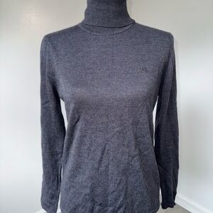 Lauren‎ Ralph Lauren Charcoal Merino Wool Turtleneck Sweater M Hong Kong Flaws